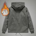 thumbnail image 4 of IYTR Mens Winter Warm Jacket Long Sleeve Zipper Button Hooded Neck Jacket Plus Velvet Coat Solid Color with Pockets Gray L, 4 of 7