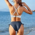 thumbnail image 3 of Swimsuit with Skirt Women High Waisted Bikini Sets Backless Strap Two Piece Swimsuits Cut out Bathing Suit Summer Swimwear Navy M, 3 of 6