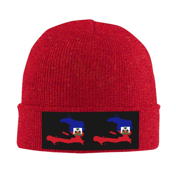 Flag Of Haiti Beanie Hat Men Women Warm Printed Cap Knit Beanies Hats Outdoor Winter Red