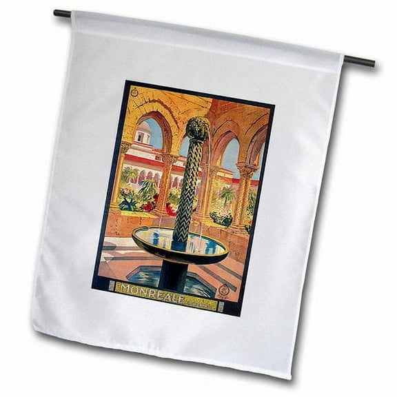 3dRose, Vintage Monreale Palermo Italy Italian Travel Poster, 18 x 27 inch Garden Flag