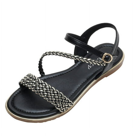 

Women s Rhinestones Flat Sandals Ankle Strap Sandals Strappy Sandals Comfort Open Toe Gladiator Flat Sandals