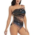 thumbnail image 3 of Sikiie Mythical Serpent Mountain Sunrise Print Women One Piece Swimsuits Tummy Control One Shoulder Bathing Suits Ruffle Swimwear, From S to XXL-X-Large, 3 of 6
