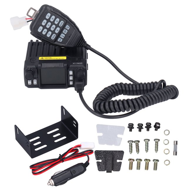 Mini Radio Móvil para Coche Quad Band 200 Canales VHF 136‑174MHz 220‑270MHz Retroiluminación con Micrófono de Mano
