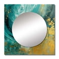 thumbnail image 2 of Designart "Gilded Turquoise Billows Abstract III" Abstract Shapes Gold Large Square Mirror - Square Bedroom Mirror Printed Wall Decor - Transitional Square Printed Wall Mirror Art, 2 of 5