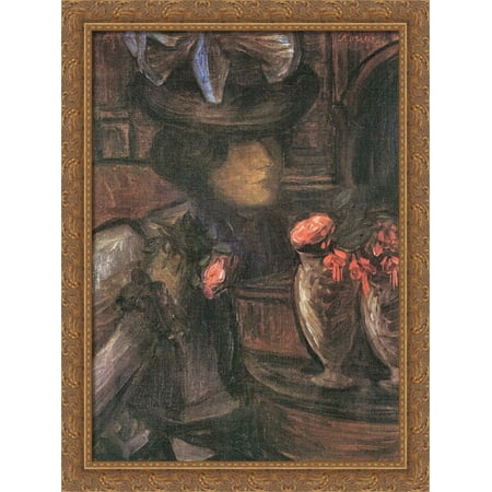 Jeune femme de Paris 28x38 Large Gold Ornate Wood Framed Canvas Art by Jozsef Rippl-Ronai