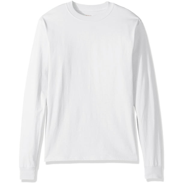 Hanes - Hanes Men's Beefy Long Sleeve Shirt X-Large White - Walmart.com ...
