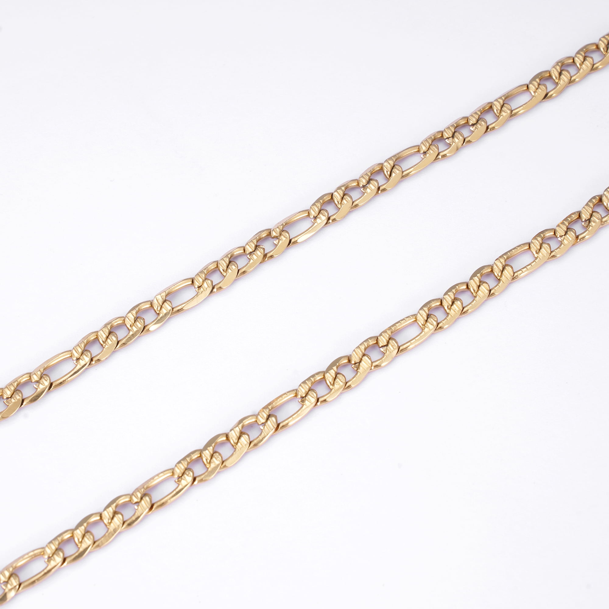Iron Saints Men 18K Gold Plated Diamond Cut Figaro Necklace, Stainless Steel, Men Luxury