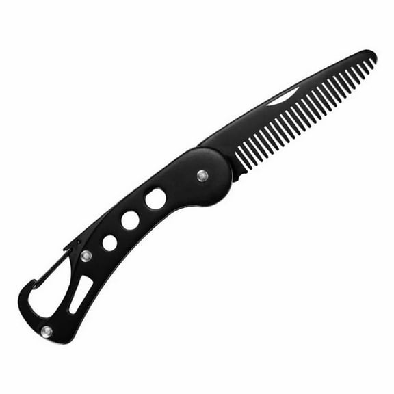 Under $5 Kaonry Stainless Steel Comb, Stainless Folding Beard Comb Portable Multifunction Anti Static Fine to Medium Metal Hair Comb for Men Grooming Combing Hair Beard and Mustache Styling