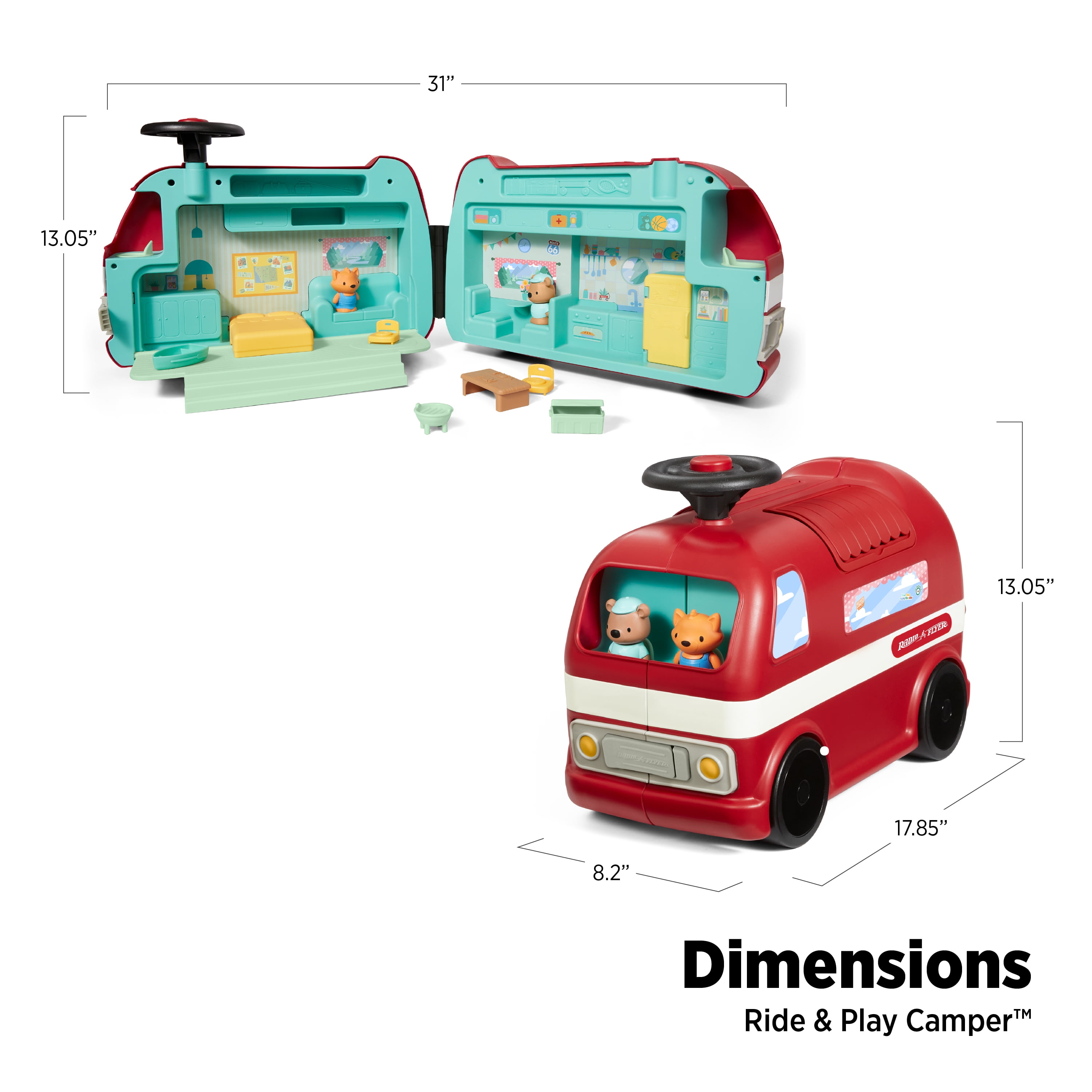 Radio Flyer Ride & Play Camper Playset, Ride-on for Kids, Red, Quantity 1