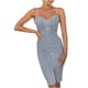thumbnail image 1 of Vestido de mezclilla Pompotops sin espalda con cremallera sin mangas color sólido para mujer Talla S M L XL, 1 of 9