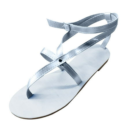 

NECHOLOGY GIRL And Womens Flat Sandles Flat Comfortable Shoes And Flat Footwear For Women Women s Wedge Sandals Silver 7.50