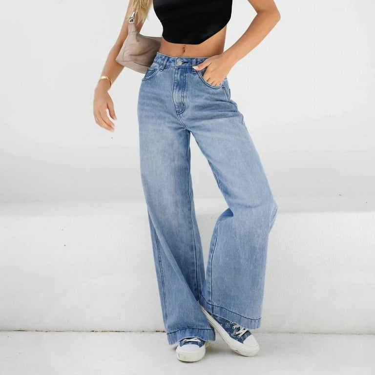 High Waisted Denim Wide Leg Pants for Women Y2k Streetwear High Waisted Denim Wide Leg Pants for Women Y2k Streetwear