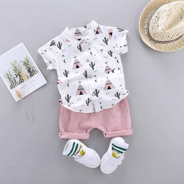 LSLJS Baby Girl Clothes Outfits Short Sets 2 Pieces with T-Shirt + Short Pants Summer Outfits