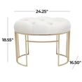 thumbnail image 3 of DecMode Velvet Oval Tufted Bench with Gold Metal Legs, White, 3 of 10