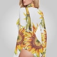 thumbnail image 4 of Sunflowers with Bamboo Women's Bodysuit Jumpsuit Mock Turtle Neck Long Sleeve TopsOne Piece Leotards Shirt Yoga Outfits, 4 of 8