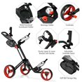thumbnail image 4 of Aimee Lii Folding 3 Wheels Golf Push Cart with Brake Scoreboard Adjustable Handle, Outdoor Exercise for Sports Lovers-Red, 4 of 12
