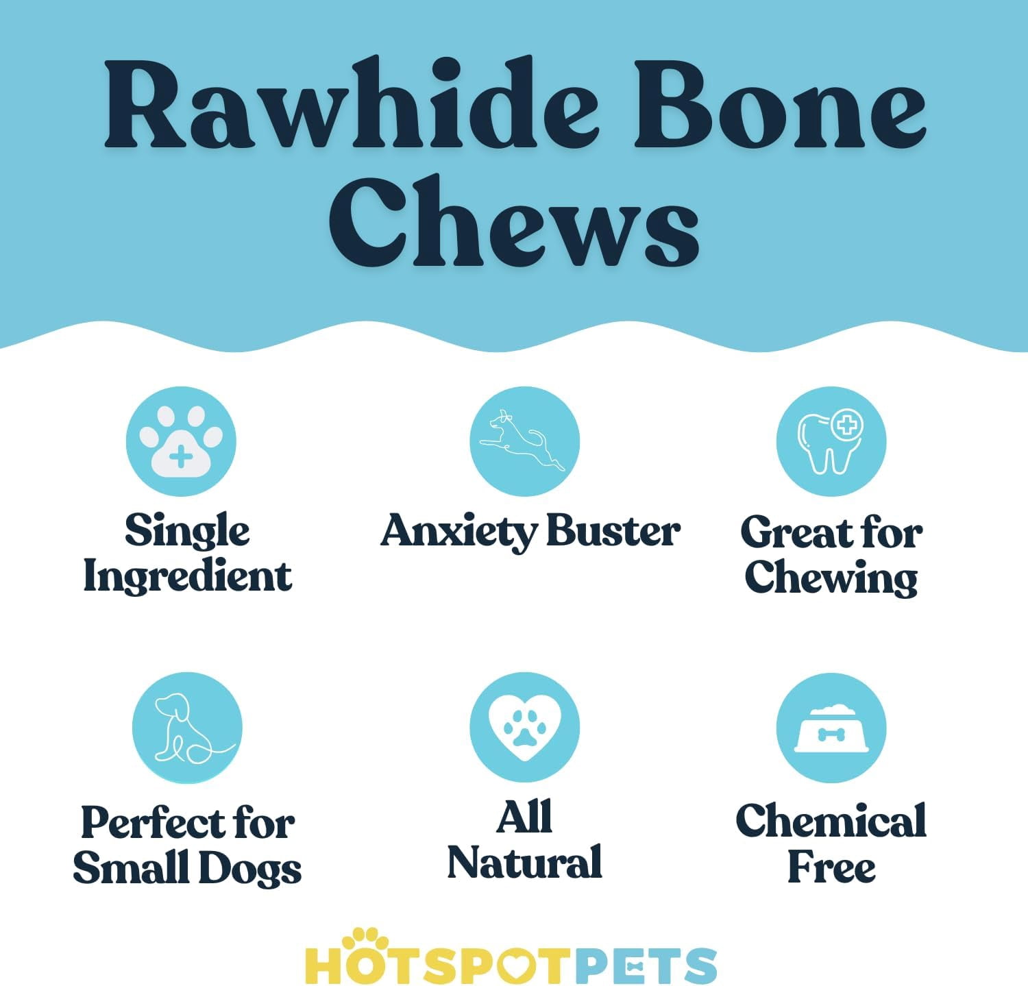Hotspot Pets 4-5 Inch Rawhide Dog Chew Bones - from Grass Fed Brazilian Cows - Promotes Dental Hygiene and Good Behavior (20 Pack)