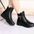 thumbnail image 6 of Tuphregyow Warm Winter Women's Ankle Boots with Low Chunky Heels, Classic Round Toe, and Side Zipper Closure Black 36, 6 of 9
