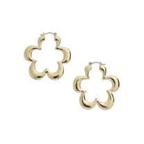 Madden NYC Women's Gold-Tone Flower Hoop Earrings