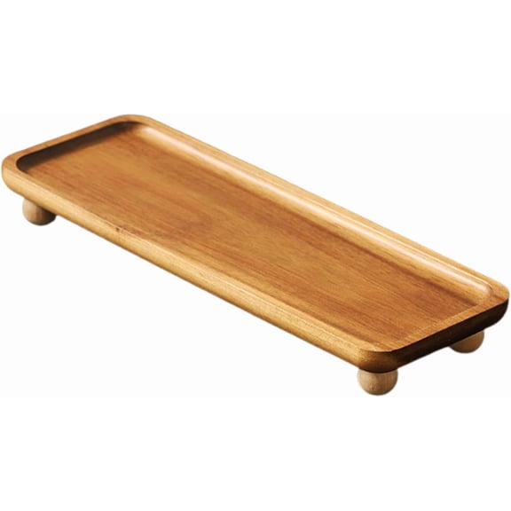 Wood Pedestal Stand Decorative Wooden Riser Rustic Display Pedestal Wood Tray Riser for Kitchen Bathroom Home Farmhouse Decor, 28cmx10.5cmx3.5cm