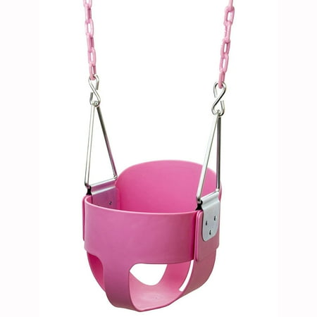 Toddler Swing Set Seat UBesGoo High Back Full Bucket Toddler Swing Seat with Plastic Coated Chains - Swing Set Pink ()