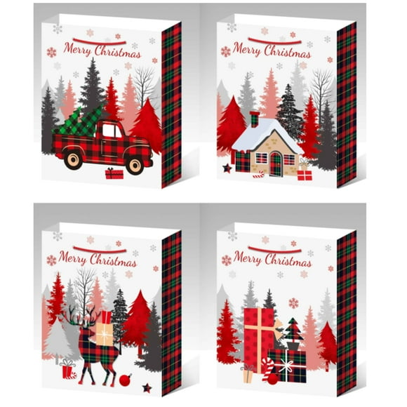 Christmas Gift Bags (Buffalo Plaid) (Asstd) (X-Large) - Set of 12