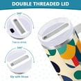 thumbnail image 3 of Yayeee 40oz Stainless Steel Tumbler with Straw and Handle Double-Wall Insulated Travel Water Bottle, Green Geometric, 3 of 8