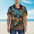 thumbnail image 2 of Disketp Galactic Jungle Dinosaurs Hawaiian Shirts for Men,Mens Casual Short Sleeve Button Down Shirts Beach Shirt,Large, 2 of 7
