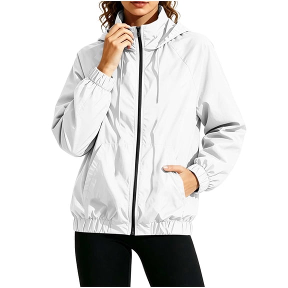NominalSnug Rain Jackets for Women Lightweight Waterproof Zip Up Hoodies Hiking Outdoor Windbreaker Raincoats with Pockets