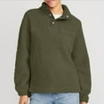 thumbnail image 6 of ShomPort Women Fleece Sweatshirt Fuzzy Long Sleeve Button Collar Pullover Coat with Pocket (Army Green ), 6 of 9