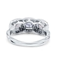 thumbnail image 3 of Simulated Cubic Zirconia Size-5 Halo Cushion Art Deco Three Stone Wedding Bridal Ring Created White Opal 925 Sterling Silver, 3 of 7
