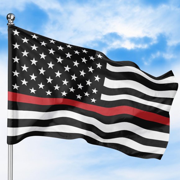 Firefighterrs Thin Red Line Flag Outdoor Flag (3x5ft) by DreamController - Durable, Fade-Resistant Polyester, Double-Stitched, Brass Grommets - HD Printed Civilian Service Flag - Made in USA