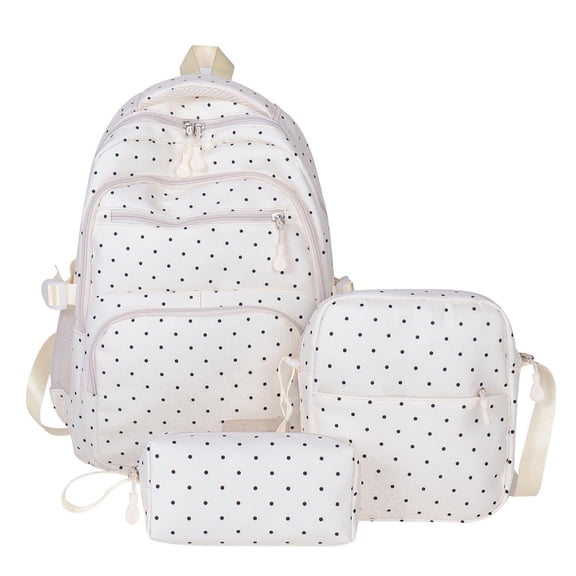 Girls Backpack Cute Polka Dots Backpack with Lunch Box Pencil Case Elementary Kids School Bag