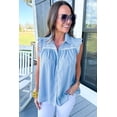 thumbnail image 6 of Elegant and Comfortable Sleeveless Shirt - Sky Blue with Ric Rac Trim - [ZhiHiMeRi] | (US 8-10)M, 6 of 12