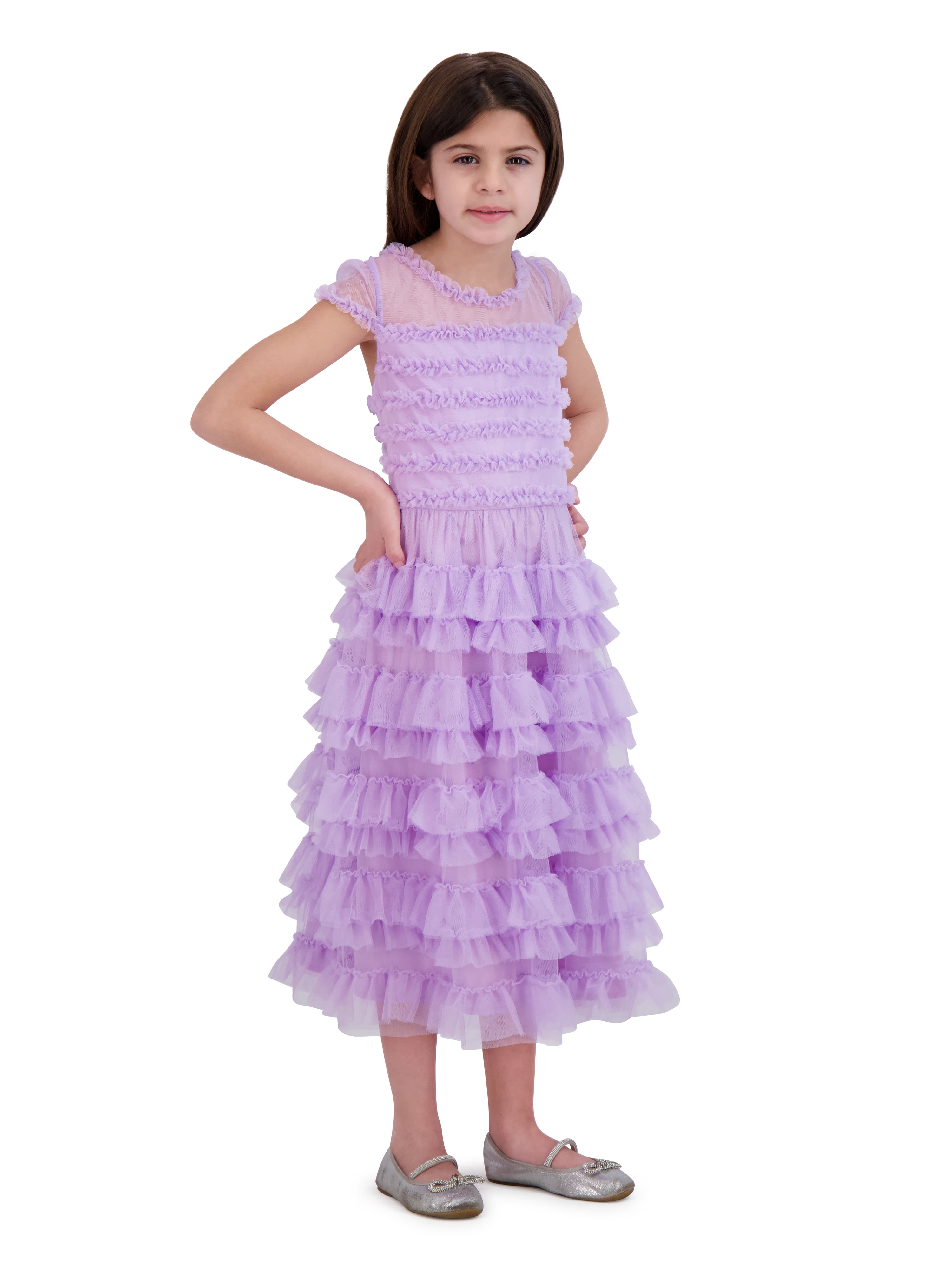 Kensie Girl Ruffle Mesh Special Occasion Dress, Sizes 4-16