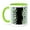 Green/White, variant on 3drose, Green Accent Black and White Square Tiled Ceramic, 11oz Two-tone Green Mug