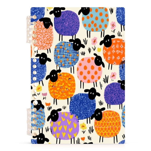 A5 Spiral Notebook 60 Sheets 80gsm Paper Ruled Journal Colorful Sheep Pattern