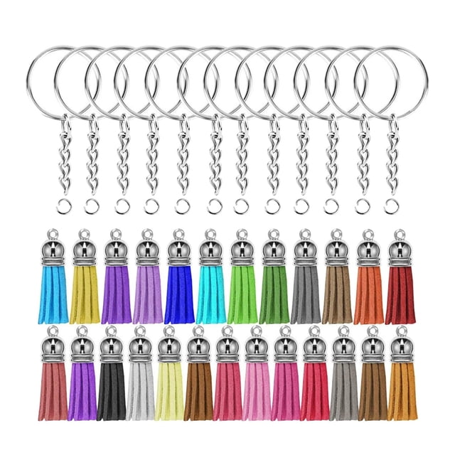 de con borlas de 150 Uds., anillos de llavero, borlas de material cuero para manualidades DIY