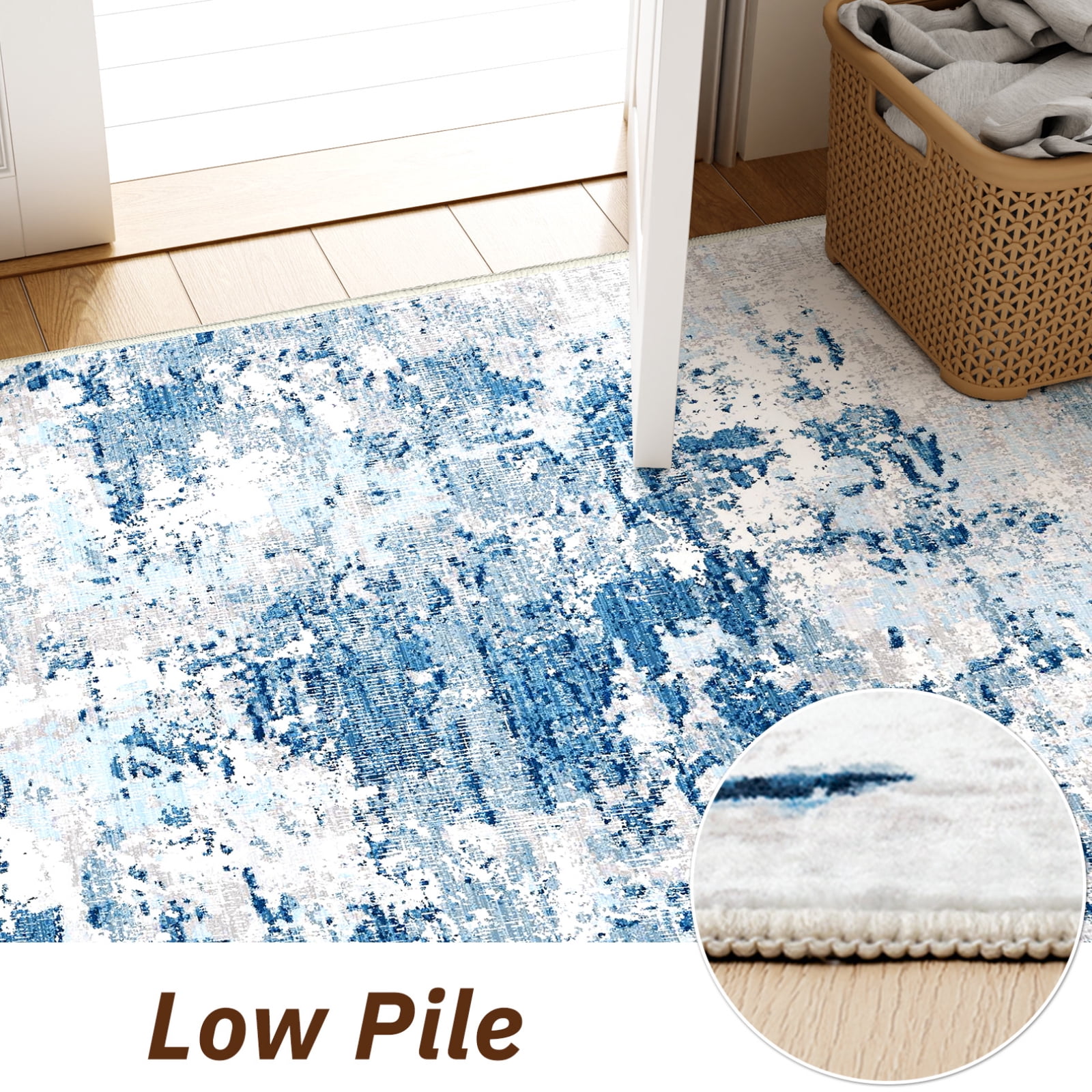 Cozylore 5'x7' Area Rugs for Living Room Distressed Abstract Machine Washable Rugs Low Pile Non Slip Carpet for Bedroom Dining Room
