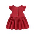 thumbnail image 4 of Robes de Printemps pour Filles Tout-Petits Bébés Filles Été Manches Volantées Vacances Fête Robe Unie Décontractée Robe de Danse Fête Robes de Princesse Robe Nouveau-Né Rouge 3 Ans-4 Ans, 4 of 4