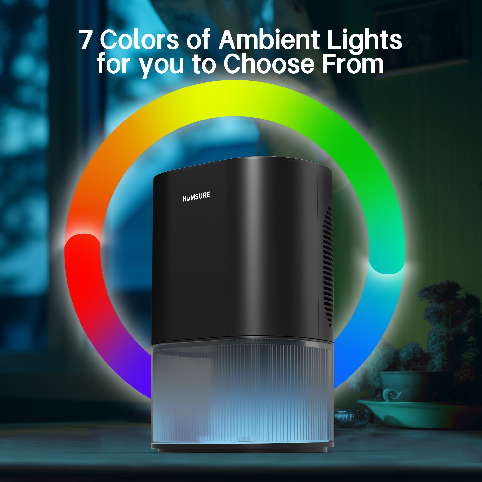 Dehumidifier 120 oz. Large Capacity Tank, Powerful Dehumidifier LED Display with Timer 7-Colour Ambient Light, Auto off, Sleep Moode, Timer, Energy Efficient Cabinet Bathroom 03