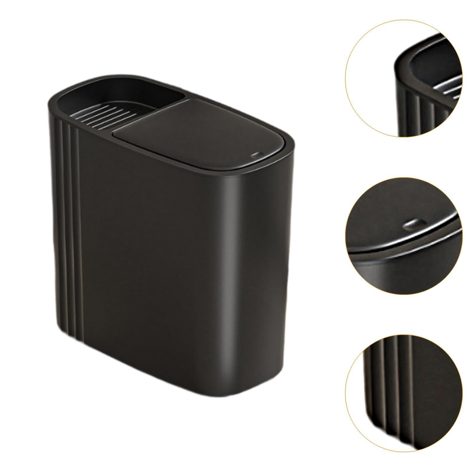 TISHITA Bathroom Trash Can Small Compact Slim Garbage Bin for Home Laundry Household black