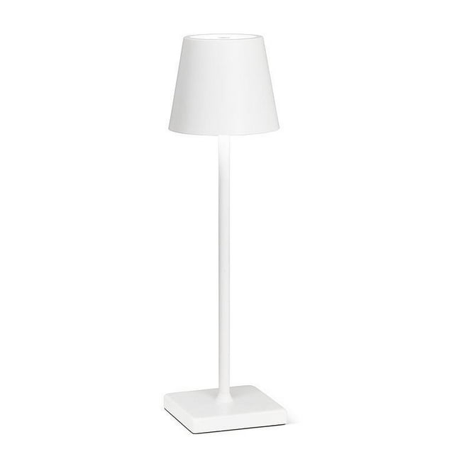 Abbott Trilite Classic Shade LED Table Lamp – 15" Rechargeable Cordless Light in White, Metal/Plastic – Portable Modern Lighting for Desk or Nightstand