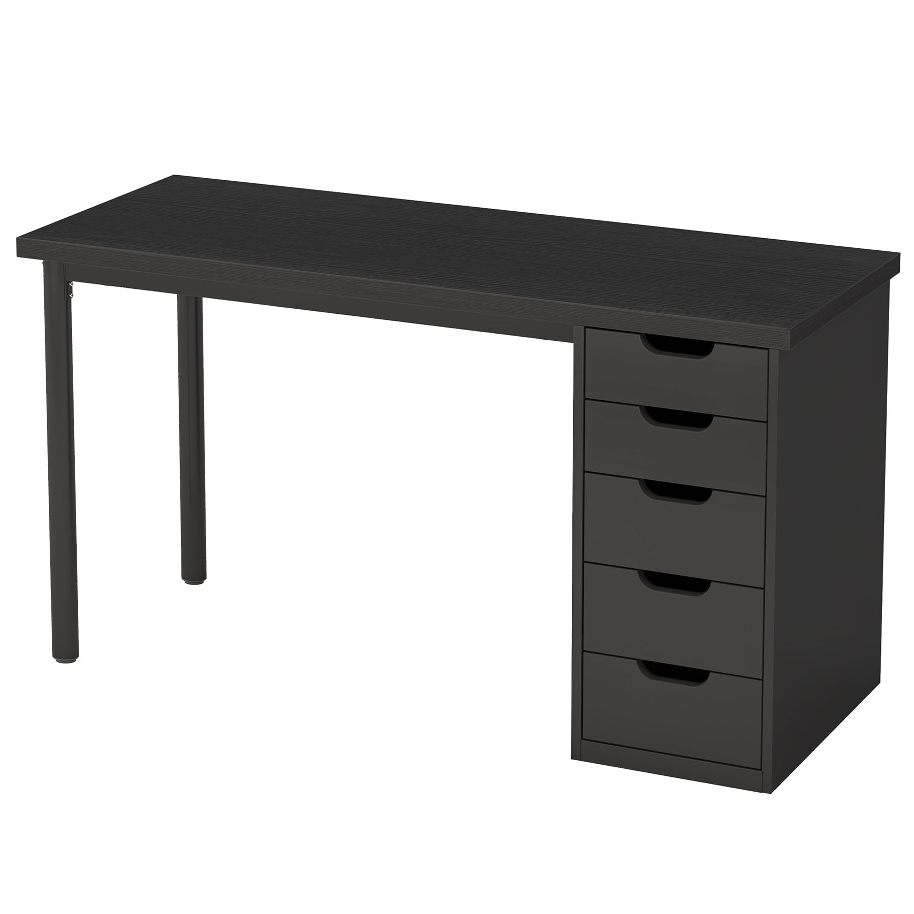 Fnova 47.24" Computer Desk with 5 Drawers, Reversible File Cabinet, Writing Workstation for Home Office Bedroom Study Makeup Vanity Desk Furniture