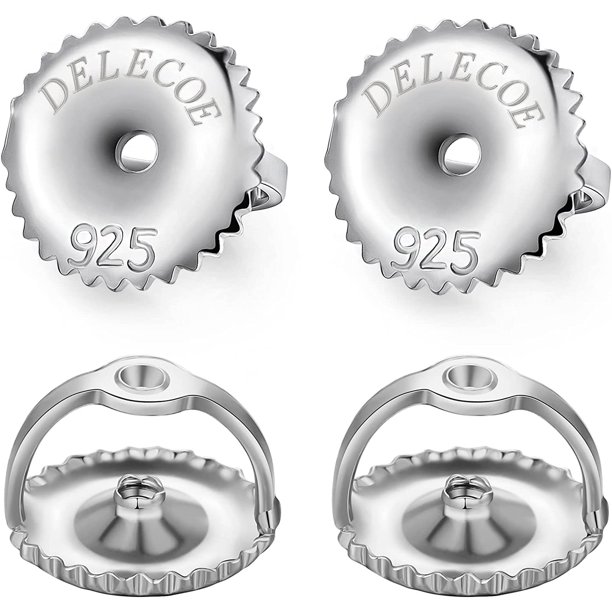 2Pairs Screw Earring Backs,14K Gold Plated Sterling Silver Screw on