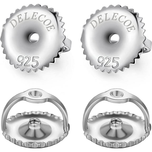 2-Pairs Screw Earring Backs,14K Gold Plated Sterling Silver Screw on Earring Backs Replacements for Diamond Earring Studs, Hypoallergenic Secure ScrewBacks for Threaded Post .032"