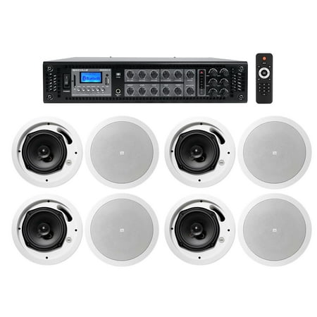 JBL Restaurant/Bar/Cafe Package w/ 6-Zone Amplifier+(8) White Ceiling Speakers