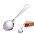 thumbnail image 2 of Embossed Stainless Steel Soup Spoon, 7.13X1.61 inch Round Bowl Table Cutlery, Household Dinner Utensil, Decorative Handle Dining Spoon, Reusable Eating Tool, Kitchen Meal Serving Silverware, 2 of 4