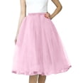 thumbnail image 2 of LEKWK Womens Tulle Skirt Elegant Fluffy Midi Skirt Elastic High Waist Pleated Skirt Multi Layered Mesh Flowy Lining Party Wedding Guest, 2 of 6