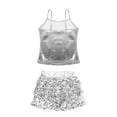 thumbnail image 7 of iiniim Kids Girls Hip Hop Jazz Modern Dance Clothes Camisole Tank Top with Seuqins Skirted Set Silver 6, 7 of 7